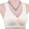 Ropa interior para madre de mediana edad y anciana, hebilla frontal para mujer, soporte superior delgado, algodón, sin aro de acero, recogido, chaleco sujetador transpirable
