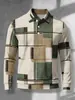 Nuevo Polo Casual de Lujo para Hombre Otoño/Invierno 2026 Cuello Camisero Estilo Old Money Manga Larga Top Estampado Digital para Hombre