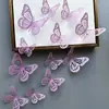 Decoración de mariposa de papel con simulación tridimensional 3D, accesorios de joyería de mariposa hueca tridimensional con textura metálica, pegatinas de pared para el hogar al por mayor