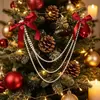 Nuevo producto transfronterizo: Adorno colgante de ventana para árbol de Navidad con lazo de terciopelo perlado, decoración de pared, colgante para árbol de Navidad