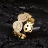 Pulsera Popular de Cara Sonriente Transfronteriza Lujo Accesible Estilo Ins Moda Elegante Europea y Americana Pulsera Abierta de Cobre y Diamante de Gama Alta para Mujeres