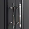 Maçaneta de Porta de Guarda-Roupa Prata Cromada Estilo Francês Latão Maçaneta de Latão para Gaveta de Móveis Minimalista Moderno Cozinha Prata Brilhante