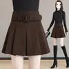 Sobrefalda otoño e invierno 2024 nueva falda negra falda plisada de lana principios de otoño falda de línea A ropa de mujer
