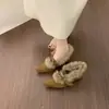 Zapatos Peludos de Gama Alta de Nicho Estilo Francés para Mujer, Adecuados para Usar al Aire Libre en Otoño e Invierno, con Forro Polar Adicional y Aumento de Altura Oculto, Zapatos de Algodón Cálidos