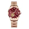 Relógio Diamante Verdadeiro Automático Mecânico Feminino Luminoso À Prova D'água Exquisito Relógio Feminino Moda Vazado Mecânico de Pulso Feminino