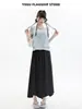 Pantalones Falda de Seda Hielo Estilo Yamamoto Más Vendidos en Tiktok para Mujer, Verano, Tipo Pera, Cintura Alta, Caída Suelta, Adelgazantes, Pierna Ancha, Casual