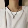 Collar con Colgante en Forma de Candado de Moda Callejera Hip-Hop Europeo y Americano, Cadena Gruesa Exagerada Estilo Punk Personalizado, Cadena para Clavícula Fresca y Elegante para Mujeres