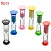 Conjunto de 6 Ampulhetas Anti-Queda para Brinquedos Infantis, Temporizadores de Plástico, Enfeites de Ampulheta de Plástico para Estudantes, Amazon