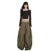 26 Pantalones Casuales de Retazos Cuadros Estilo Retro Americano para Mujer de Cintura Alta, Holgados, Pierna Ancha, Plisados Soporta Dropshipping