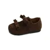 Sapatos de Couro Francês para Meninas 2026 Outono Novo Estilo Versão Coreana Sapatos de Princesa Plissados com Laço para Crianças Sapatos de Salto Baixo Retrô Tendência