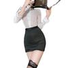 Lingerie Tiffy Plus Size para Mulheres, Roupa de Estudante de Chiffon, Uniforme de Secretária de Boate, Camisa Branca Puro Desejo, Saia Curta Sedutora