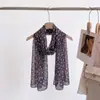 Nuevo pañuelo fino de seda con estampado floral pequeño 50*160, pañuelo largo de georgette estampado para mujer, protector solar, transpirable, versátil, pañuelo de viaje