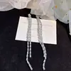 Pendientes Largos con Borla de Circonita Full Diamante de Lujo Ligero, Súper Brillantes, Elegantes, Adelgazan el Rostro, Modernos, Versátiles, Pendientes de Alta Gama para Mujer