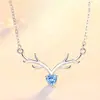Collar de plata de ley con colgante de clavícula para mujer, diseño de ciervo con cuernos, ideal como regalo de cumpleaños para una novia.