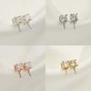 Plata de Ley 925 Chapado en Oro Oro Blanco Oro Rosa Estilo Princesa DIY Circonita Cúbica Diamante Individual Aretes de Presión Pasadores de Oreja Accesorios para Orejas