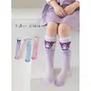 Calcetines altos de niña Kuromi, malla de verano, calcetines largos de bebé de dibujos animados dulces, calcetines altos finos para niños