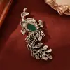 Broche Pavão Esmeralda Novo Estilo Chinês Luxo Acessível Fivela de Animal Fênix Acessórios para Jaqueta Corsage