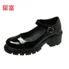 Liu Fu deseo comercio exterior 2026 verano nueva moda europea y americana talla grande tacón grueso punta redonda hebilla moda mujer zapatos de vestir sencillos