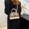2024 Invierno Elegante Bolso Concha Nuevo Moderno Casual Ins Hombro Cruzado Costuras Estampado Leopardo Moda Textil Bolso de Mujer