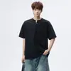 Camiseta Masculina de Verão Tendência com Gola Polo de Manga Curta, Colete para Casal, Nova Camiseta Solta Casual com Decote V de Meia Manga