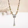 Colar Borboleta Estilo Étnico Exótico Boêmio Feminino Novo Chinoiserie Retro Pingente Longo Corrente de Suéter Acessórios