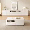 Estilo creme moderno de madeira maciça Armário de TV alto Sala de estar Casa Apartamento pequeno Luz Luxo Minimalista Mesa de centro Combinação de armário de TV