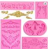 Molde de silicone de açúcar de renda em relevo, ferramentas de modelagem de ornamentos de gesso de cola de argila macia