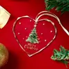 Colgantes redondos y en forma de corazón de cristal navideño, colgantes transparentes estampados, decoración esencial para el árbol de Navidad, regalos