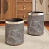 Nueva Sala de Té de Estilo Chino, Casa de Té, Cubo de Basura Redondo de Cuero, Uso en Habitación de Hotel, Sala de Estar Retro de Estilo Chino, Alto Valor Estético