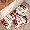 Conjunto de Tapetes para Piso de Cozinha, Tapetes de Pé de Veludo Cristal Absorventes de Água e Óleo, Tapetes Longos para Entrada, Tapetes Domésticos de Desenho Animado de Natal
