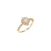 Anillo Abierto de Piedra Lunar Romántico de Gama Alta de Venta Caliente Europea y Americana Celebridad de Internet Transmisión en Vivo Anillo Trenzado Cortado Estilizado Dulce Femenino