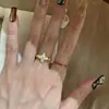 Anillo de Laurel Estilo Vintage Popular de Xiaohongshu para Mujer, Nueva Moda Lujo Ligero Hoja de Oro Anillo Abierto Ajustable