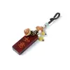 Llavero Dorado Talla de Sándalo Rojo Listado Creativo Mochila Bolso Escolar Wenchuang Costa Ping An Joya Colgante Tarjeta de Caoba