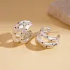 Pendientes Redondos Europeos y Americanos Transfronterizos de Plata Geométricos Multicapa, Lujo Ligero, Sensación de Alta Gama, Estilo Minimalista, Pendientes de Moda para Mujer