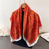 Corrente Retrô Seda Sintética Alta Qualidade Grande Quadrado Lenço Estampado Xale de Viagem Lenço de Pescoço Proteção Solar Lenço de Cabeça Lenço Feminino