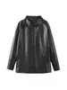 Para Exportación 2025 Estilo Europeo y Americano Transfronterizo Nueva Ropa de Mujer Estilo Oscuro Chaqueta de Cuero Moda Cuello de Camisa Corto Cortavientos