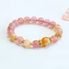 Pulseira de Cristal de Morango Natural Guan Yu Pulseira de Cristal Torre Amarela para Mulheres Cristal Entrega Rápida Tiktok Live Atacado S5111101