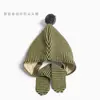 Gorro de lana tejido con protección para los oídos para niños y bebés, transfronterizo, con etiqueta de tela elegante, correas de colores caramelo para niños y niñas