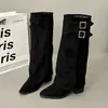Botas altas para mujer 2023, versátiles botas de montar de caña alta rectas adelgazantes, botas estilo pantalón ajustadas, nuevo estilo