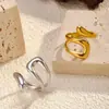 Anillo Abierto de Acero Inoxidable Transfronterizo para Mujer, Versátil y Personalizable, Simple Moda Transfronteriza Europea y Americana Anillo Abierto de Acero de Titanio
