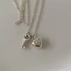 Cobre Blanco Chapado con Plata Gruesa, Audaz y Romántico, Nuevo Colgante de Llave y Corazón de Moda, Cadena para Clavícula de Alto Nivel Apilable de Nicho