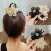 Faixa de Cabelo de Rede com Girassol Temperamental Pegador de Flores Cabeça de Bola Acessórios de Cabelo Grampo de Rabo de Cavalo Grampo de Cabelo Feminino Adorno de Cabeça