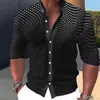 Camisa de Manga Corta para Hombre, Moda de Verano, Ropa Urbana para Hombre, Lujo Ligero, Gama Alta, Bloques de Color, Impresión Digital, Corte Holgado con Cuello de Solapa