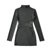 Venta al por mayor de Ropa de Mujer Transfronteriza Otoño e Invierno 2025 Nueva Camiseta de Punto de Cuello Alto y Manga Larga Estilo Europeo y Americano Top Ajustado Camiseta