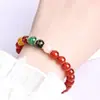 Pulsera de Ágata Dios de la Fortuna de Cinco Direcciones Natural Jingyao, Este, Oeste, Norte, Sur, Central Pulsera de Bestia Devoradora de Oro que Atrae la Fortuna para Mujeres, Estilo Retro