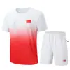 Verão China China Nova Camiseta de Manga Curta com Gola Redonda Shorts Conjunto Esportivo Masculino e Feminino Casual Uniforme de Equipe de Corrida Atacado