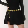 Corrente de Cintura em Formato de Coração com Incrustação de Turquesa, Corrente de Cintura de Metal, Cinto Ajustável da Moda, Acessório Feminino Versátil e Estiloso, Corrente de Cintura Combinando