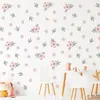 Brup Frescas Acuarelas Flores Rosas y Hojas Verdes Pegatinas de Pared para Habitación de Niños Dormitorio Estilo Cálido Natural Pegatinas Decorativas Br7130C
