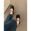 Zapatos Mary Jane franceses de alta gama con punta cuadrada pulida y tacón grueso, sandalias de mujer, zapatos retro para ir al trabajo.