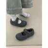 Zapatos Mary Jane Retro de Punta Redonda con Altura Aumentada Birkenstock para Mujer, Zapatos Casuales Cálidos de Algodón Peludo